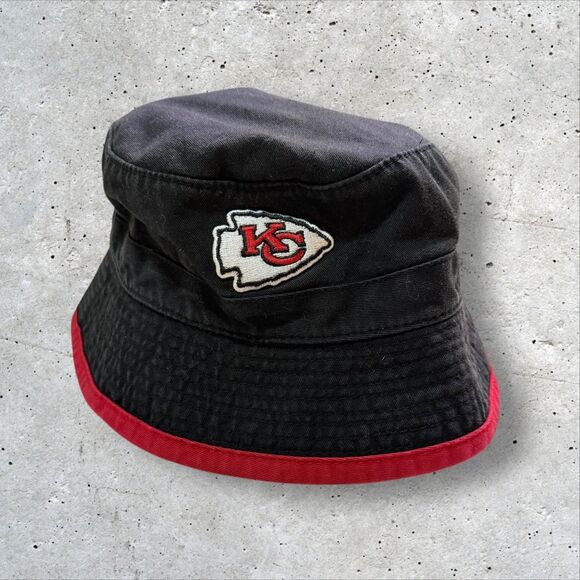 Vintage Kansas City Chiefs Bucket Hat Logo Athletic NFL Black Red OS - Picture 1 of 5